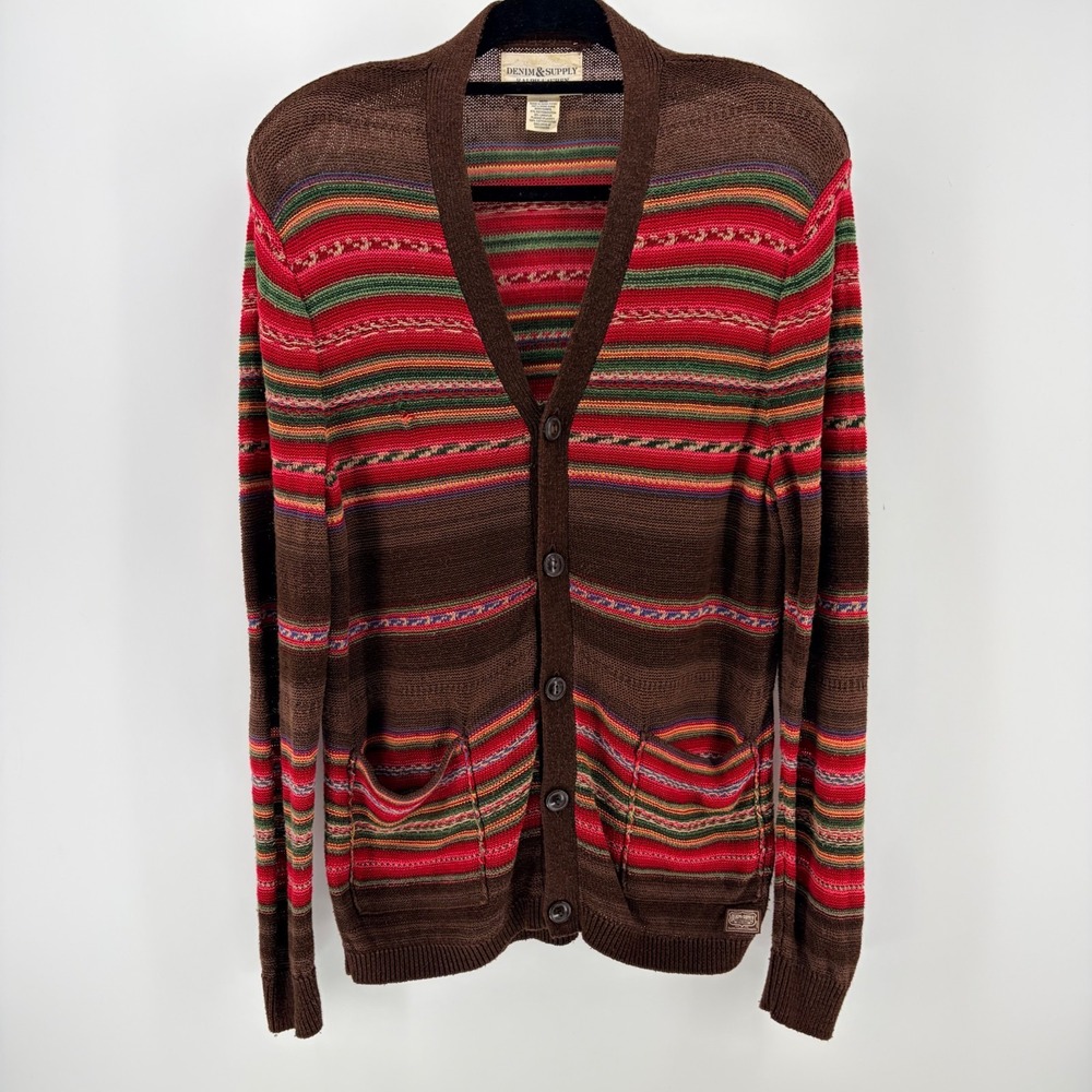 Denim Supply Ralph Lauren Linen Cardigan Sweater Southwestern Boho Western